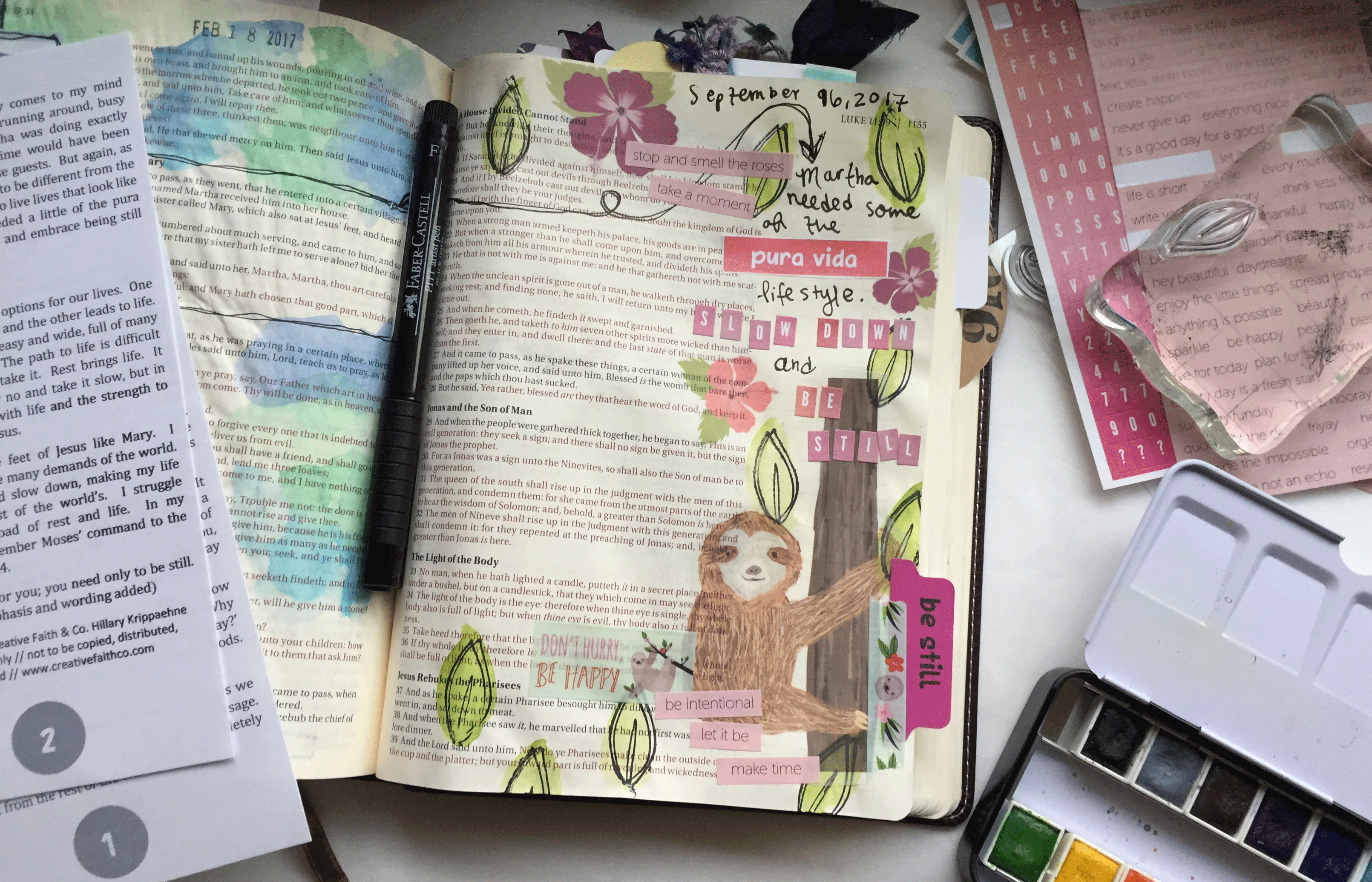 Bible journaling page inspiration from time studying abroad in Costa Rica.