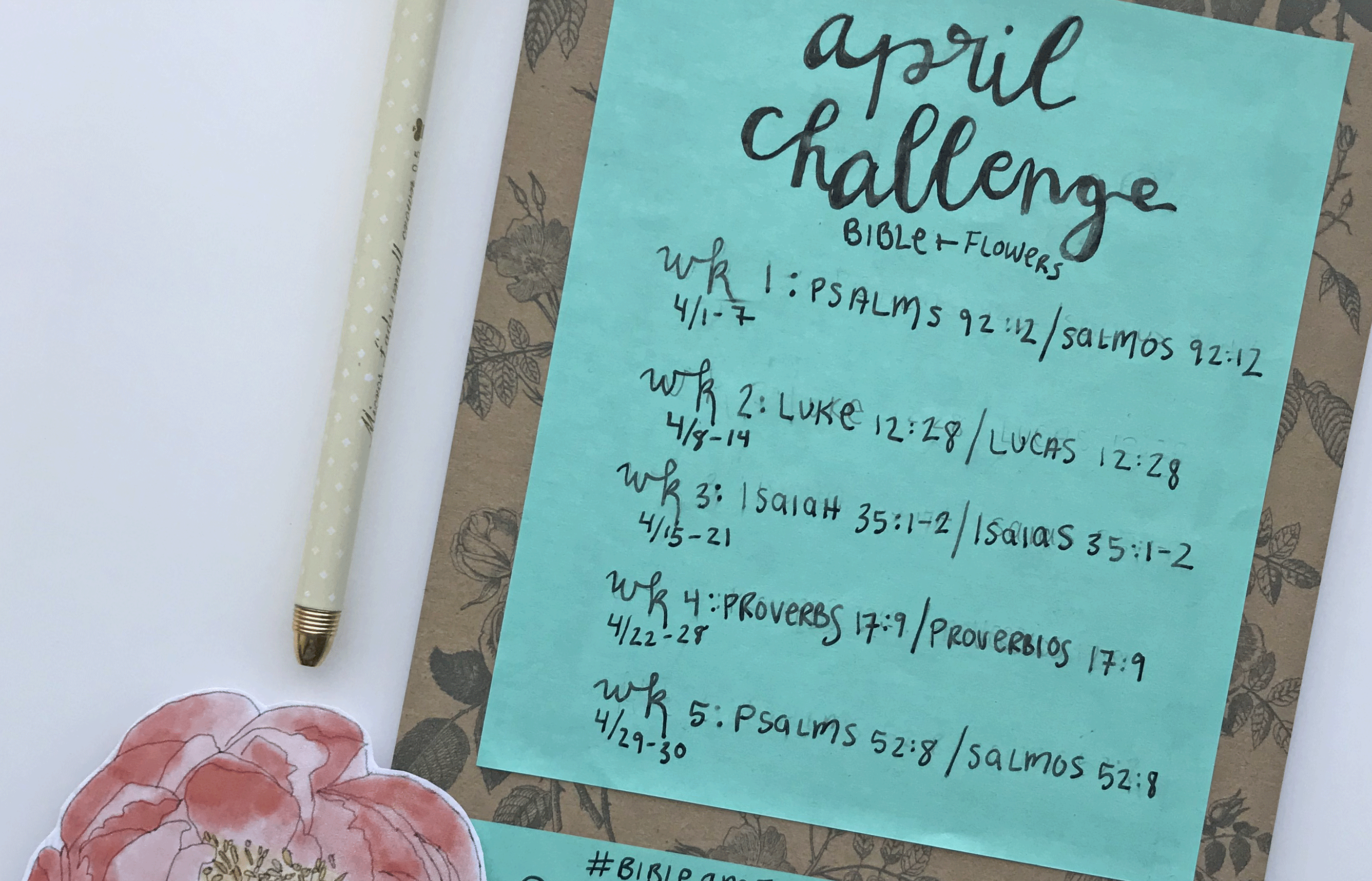Click Here To Join The FREE Bible Journaling And Hand Lettering Challenge All About Flowers.