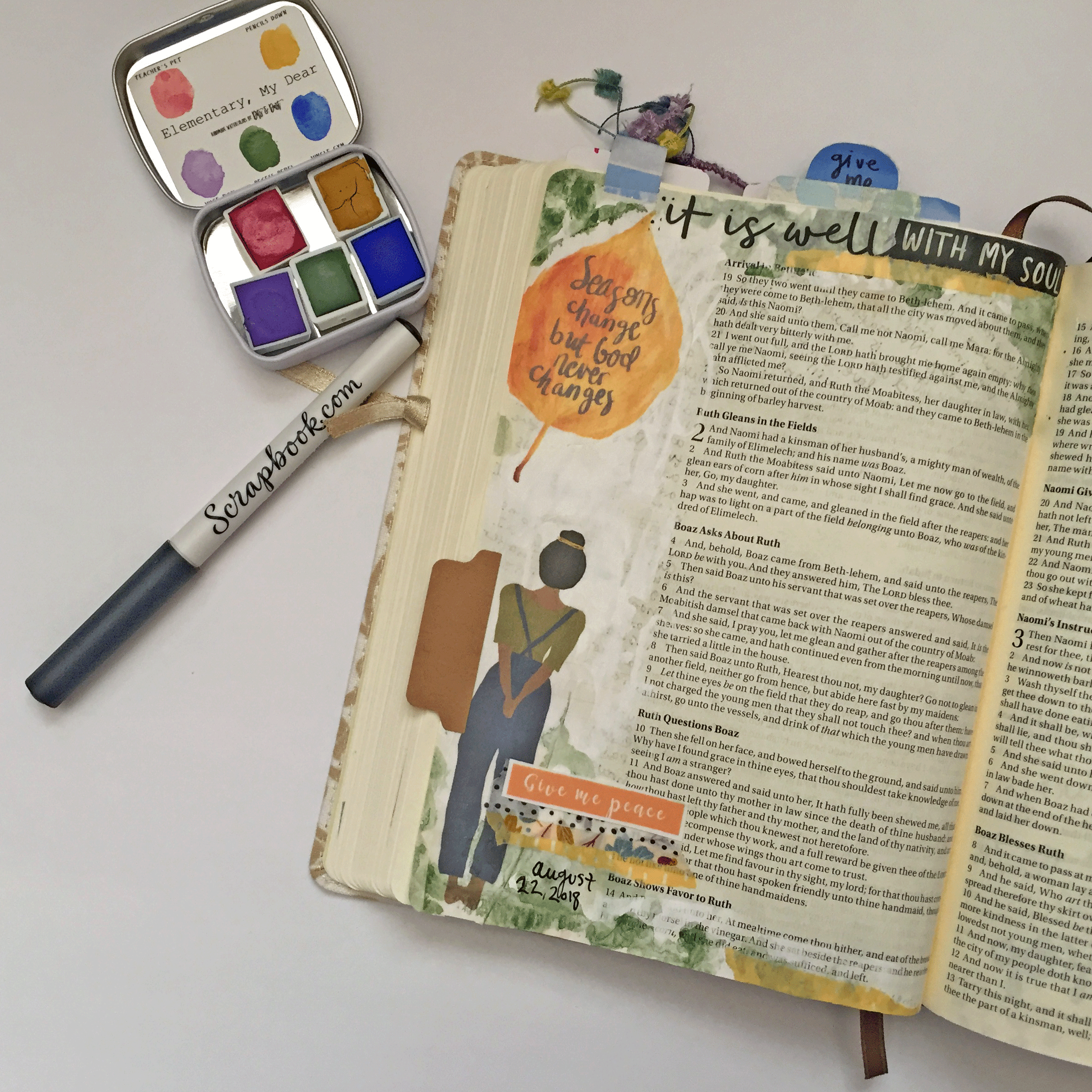 Bible journaling page in the book of Ruth